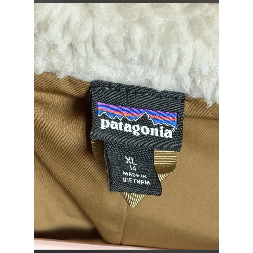 Patagonia Kids XL Beige Full Zip Jacket Stand-Up Collar Regular Fit XL - Picture 4 of 5